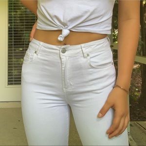 Mid Rise White Skinny Jeans